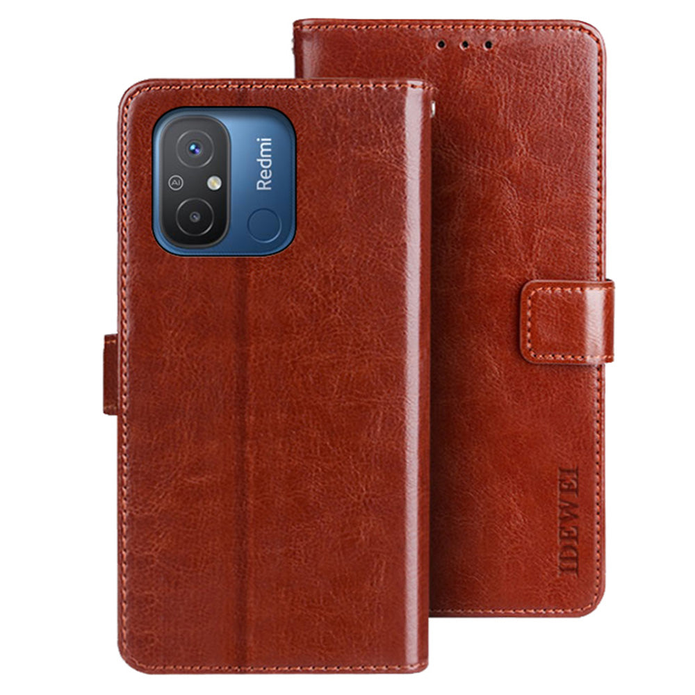 IDEWEI Flip Anti-drop Phone Cover For Xiaomi Redmi 12C 4G Crazy Horse Texture PU Leather Flip Wallet Case with Stand IDEWEI Flip Anti-drop Phone Cover For Xiaomi Redmi 12C 4G Crazy Horse Texture PU Leather Flip Wallet Case with Stand